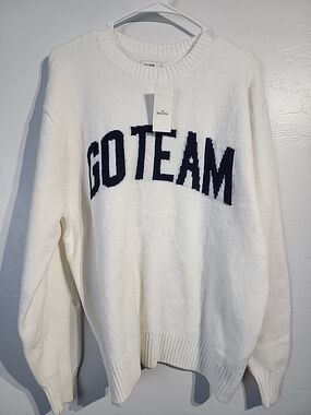 Hollister "GO TEAM" White Crewneck Sweater